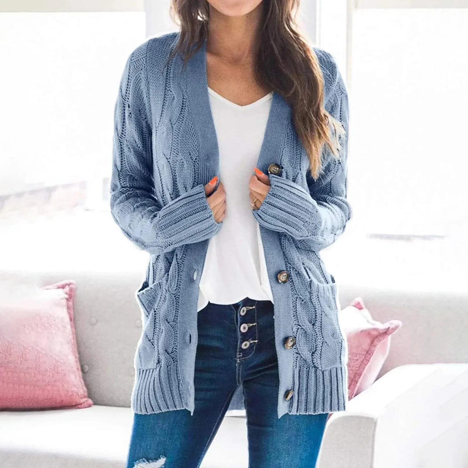 AMLIE | Cardigan en Maille Torsadée