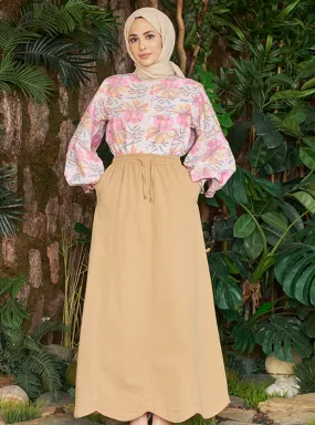 Beige - Denim Skirt