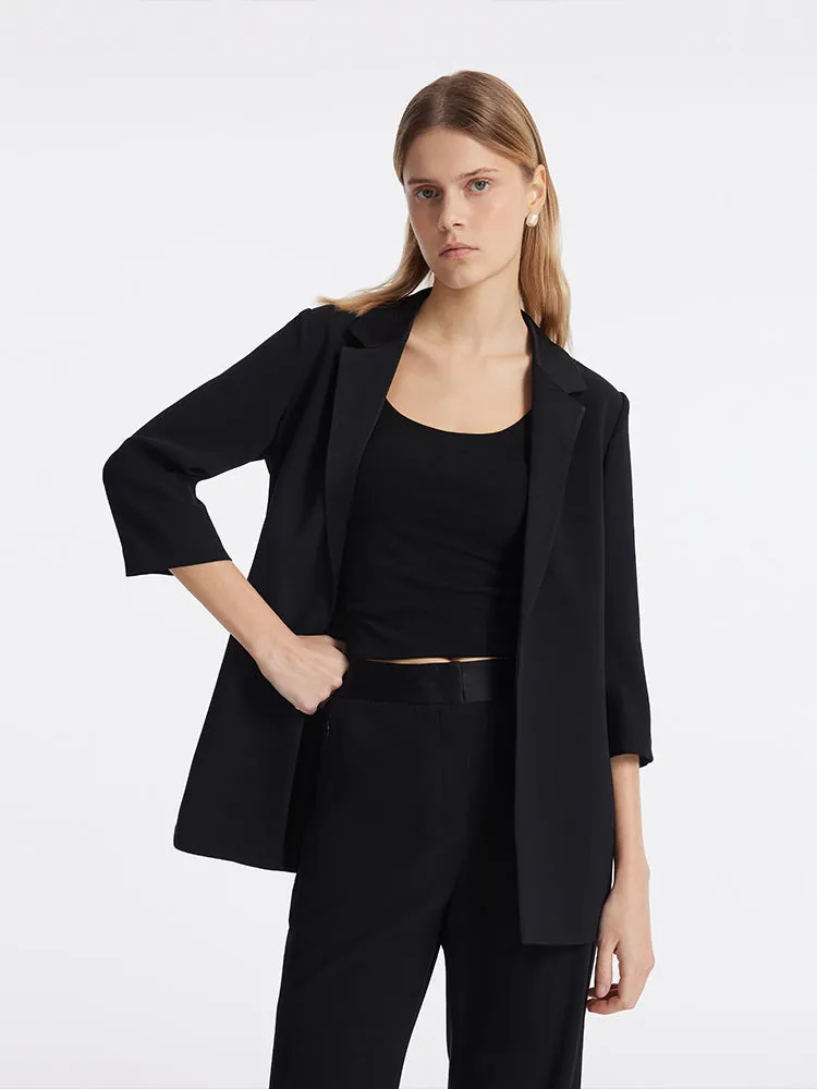 Blazer femme manches 3/4 en triacétate avec ceinture en corde