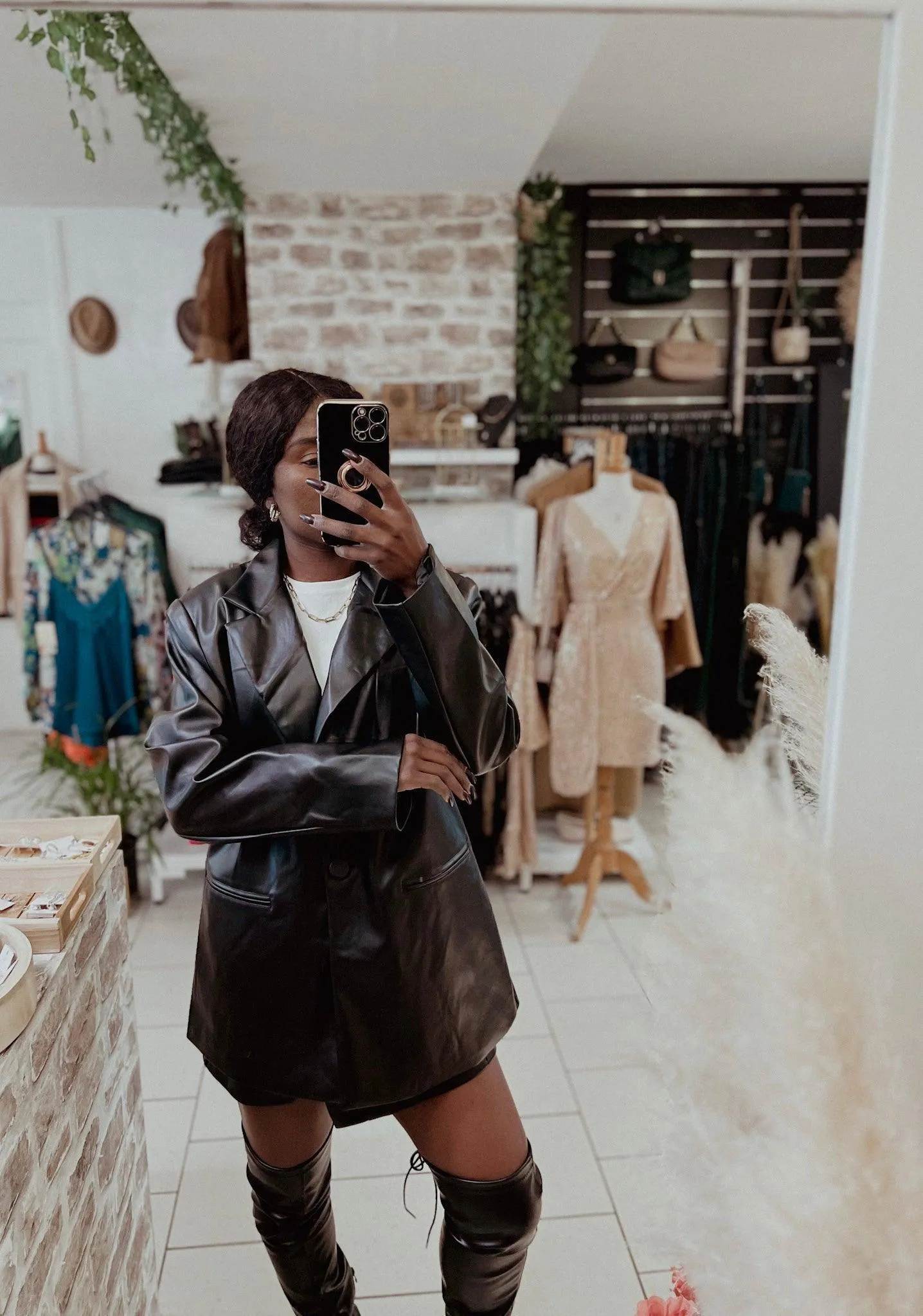 Blazer oversize en simili cuir femme - beautiful shop