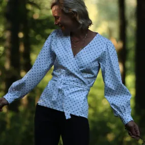 Blouse Laly armuré de coton blanc pois écureuil