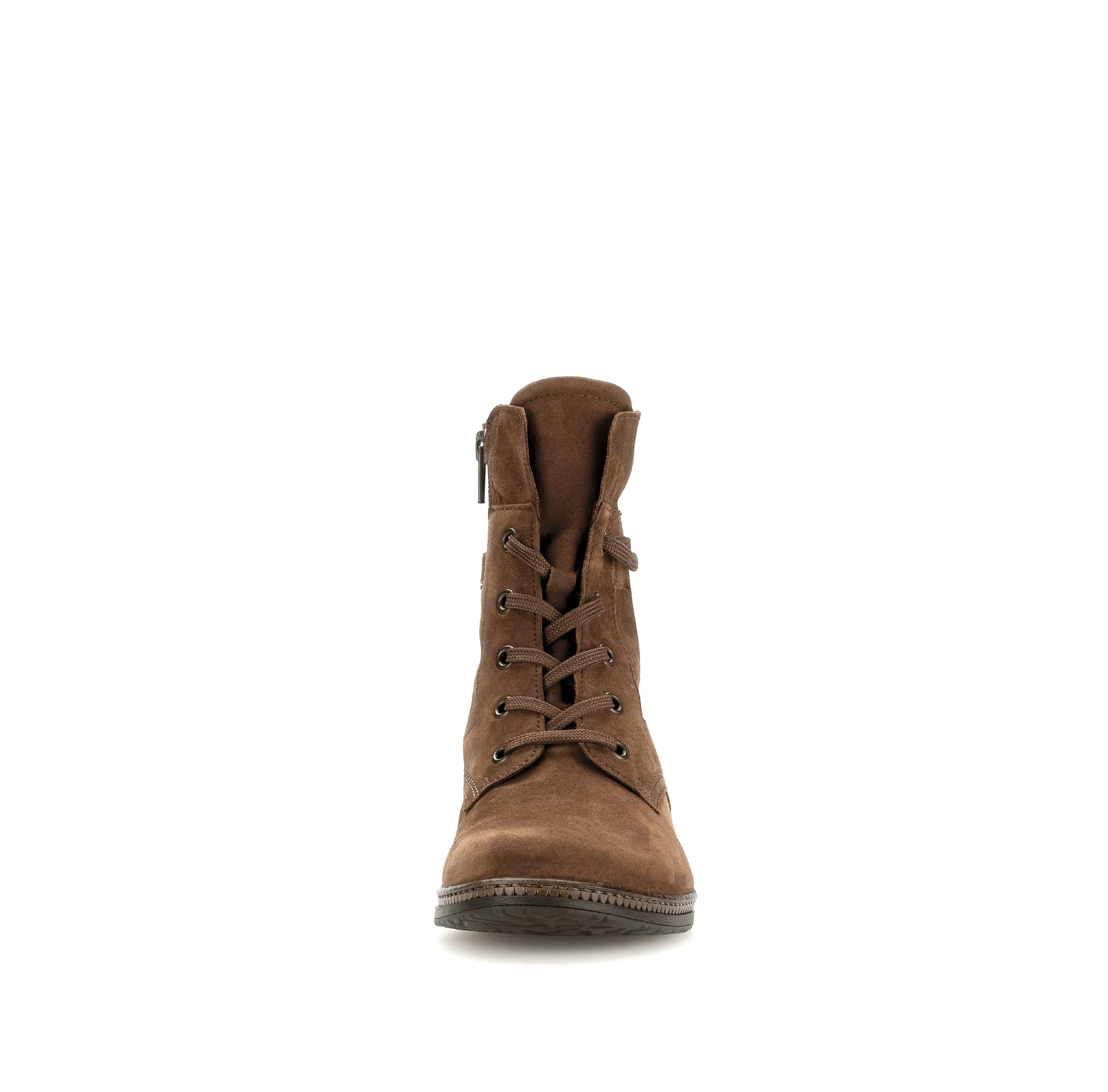 Bottines à lacets cognac en velours