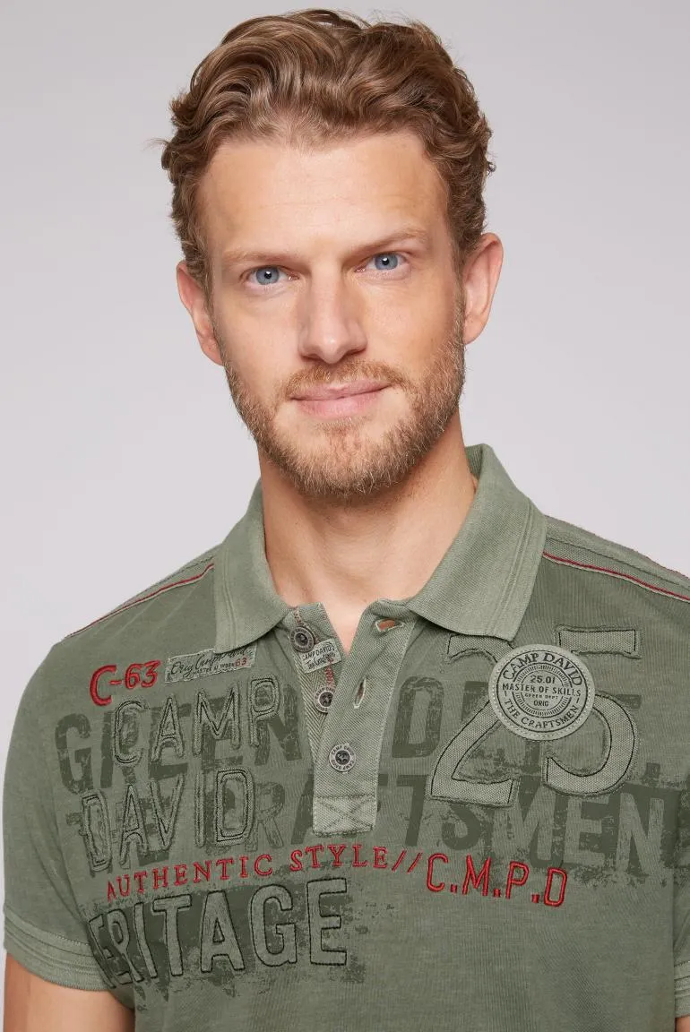 Casual Polo Shirt with Signature Label Appliqués