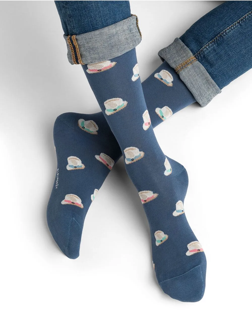 Chaussettes coton Panamas Bleu jean - Bleuforêt