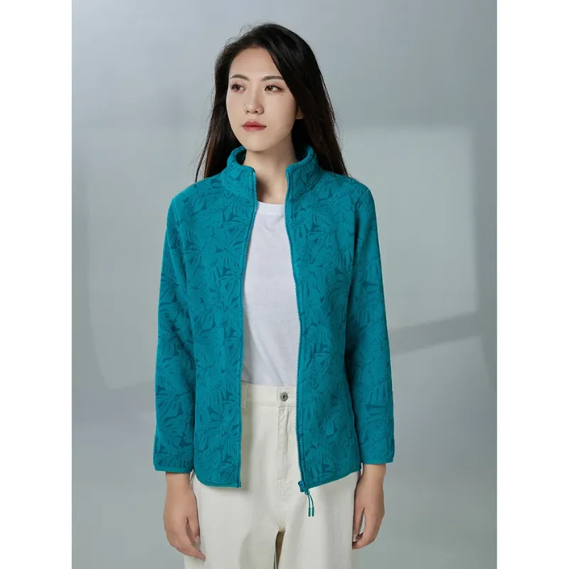 Chloé – Veste légante avec Fermeture clair et Motif Feuillage, Gilet en Polaire