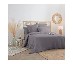 Drap Housse 2 Personnes En Lin Lavé Gris Ardoise 160 X 200 Cm