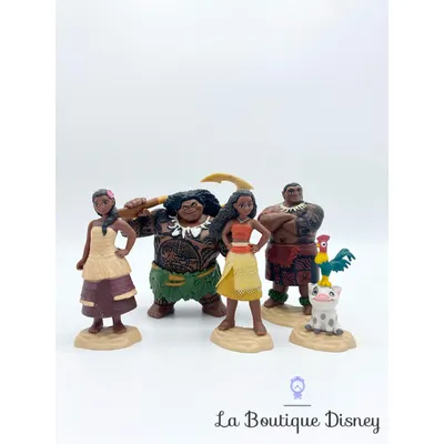 Figurines Vaiana Playset Disney Jakks Maui Hei Hei Pua Sina Chef Tui 10 cm