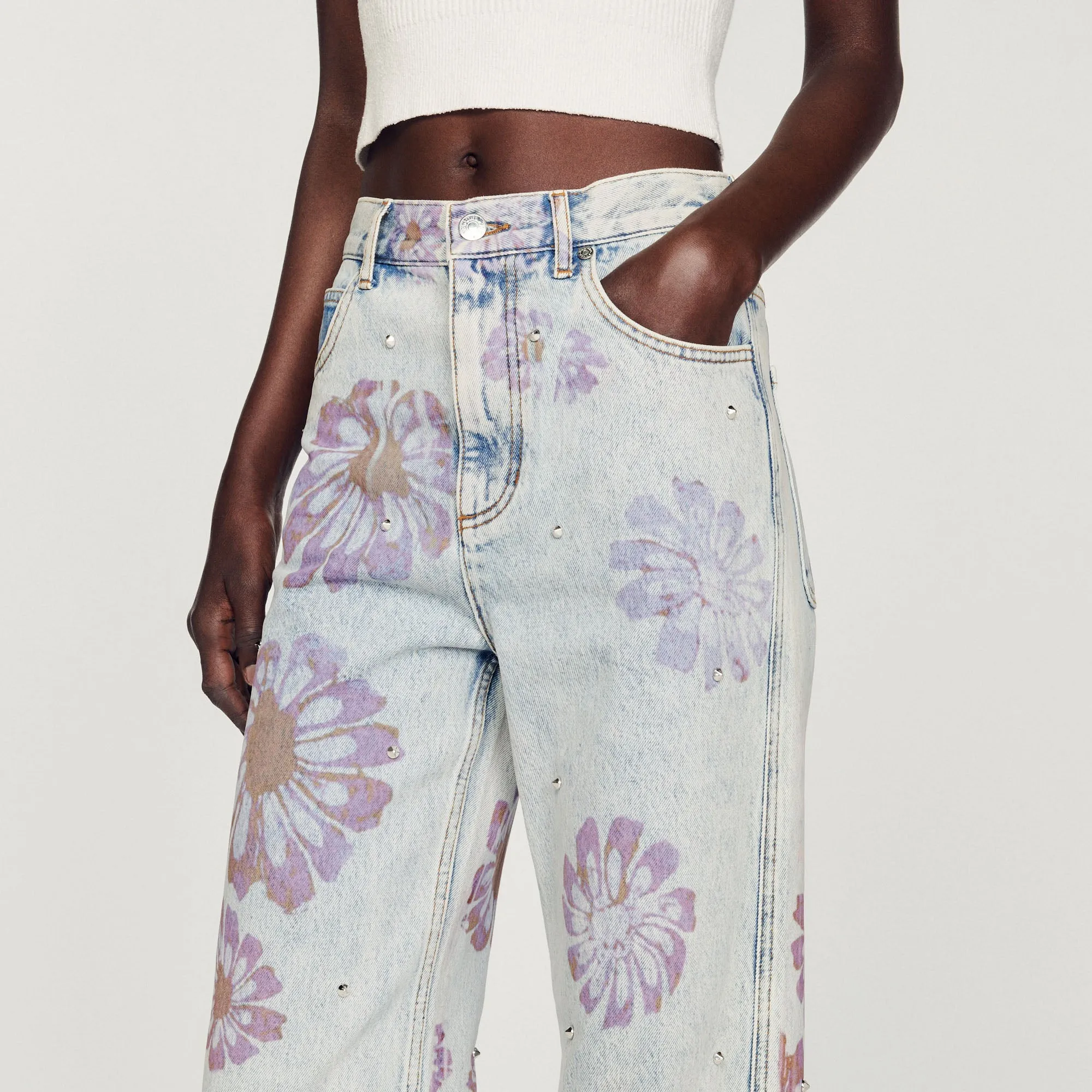 Jean motifs fleurs