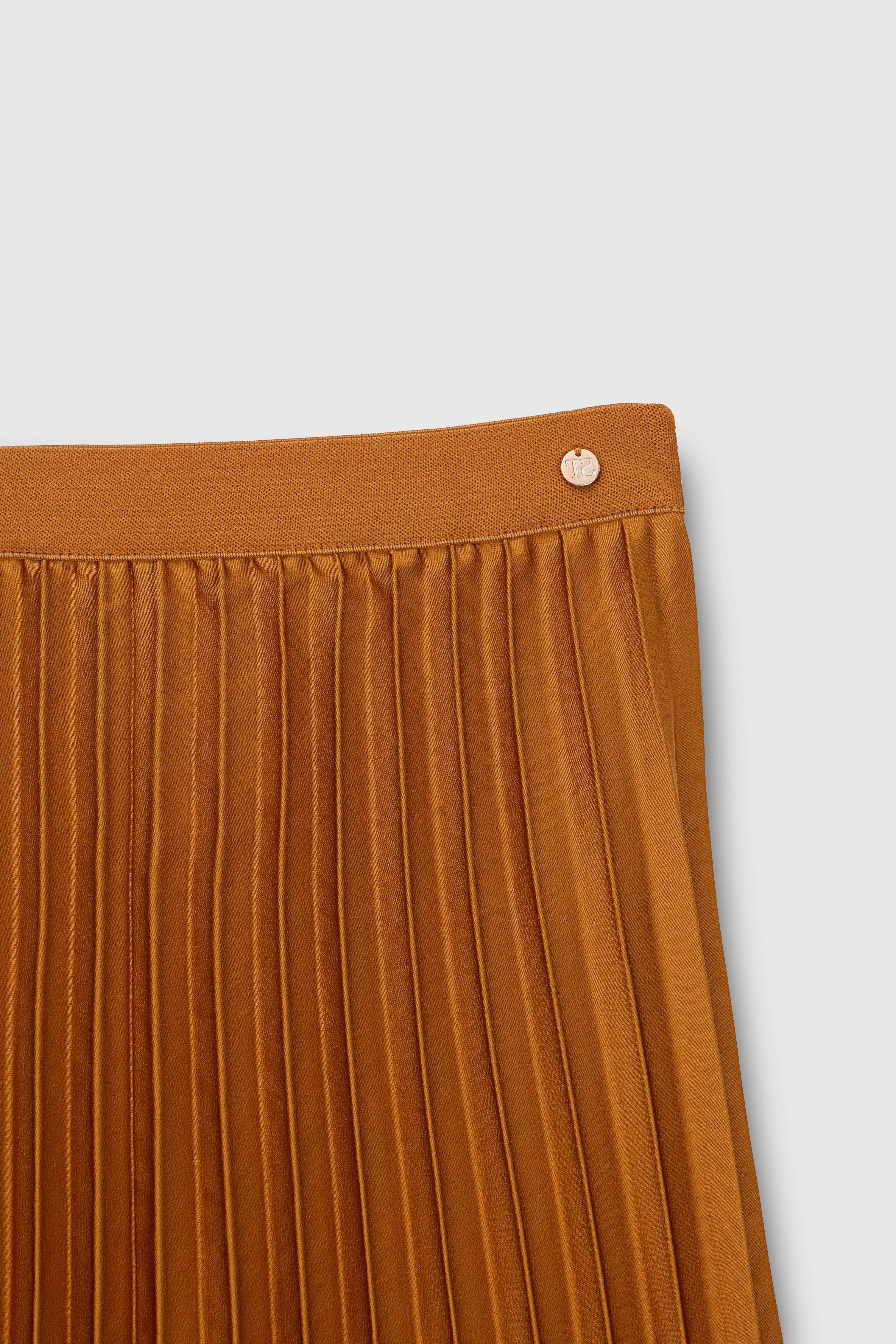 Jupe satin plissée J-PLISSA CAMEL WOOD