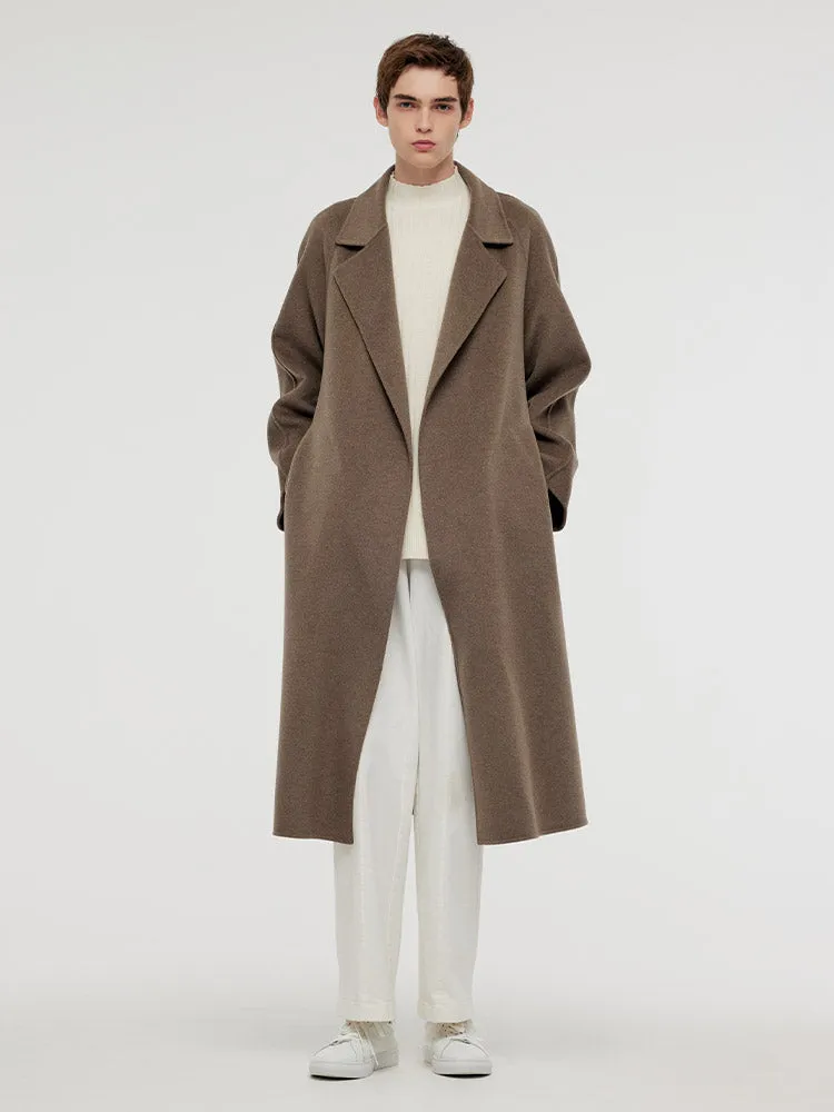 Manteau enveloppant en cachemire et laine pour femmes