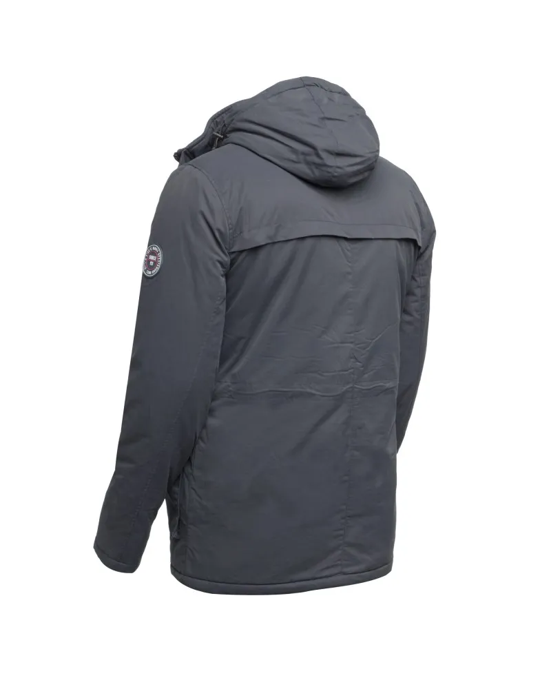 MN03 Parka longue à capuche bleu marine pour homme grand - Size-factory