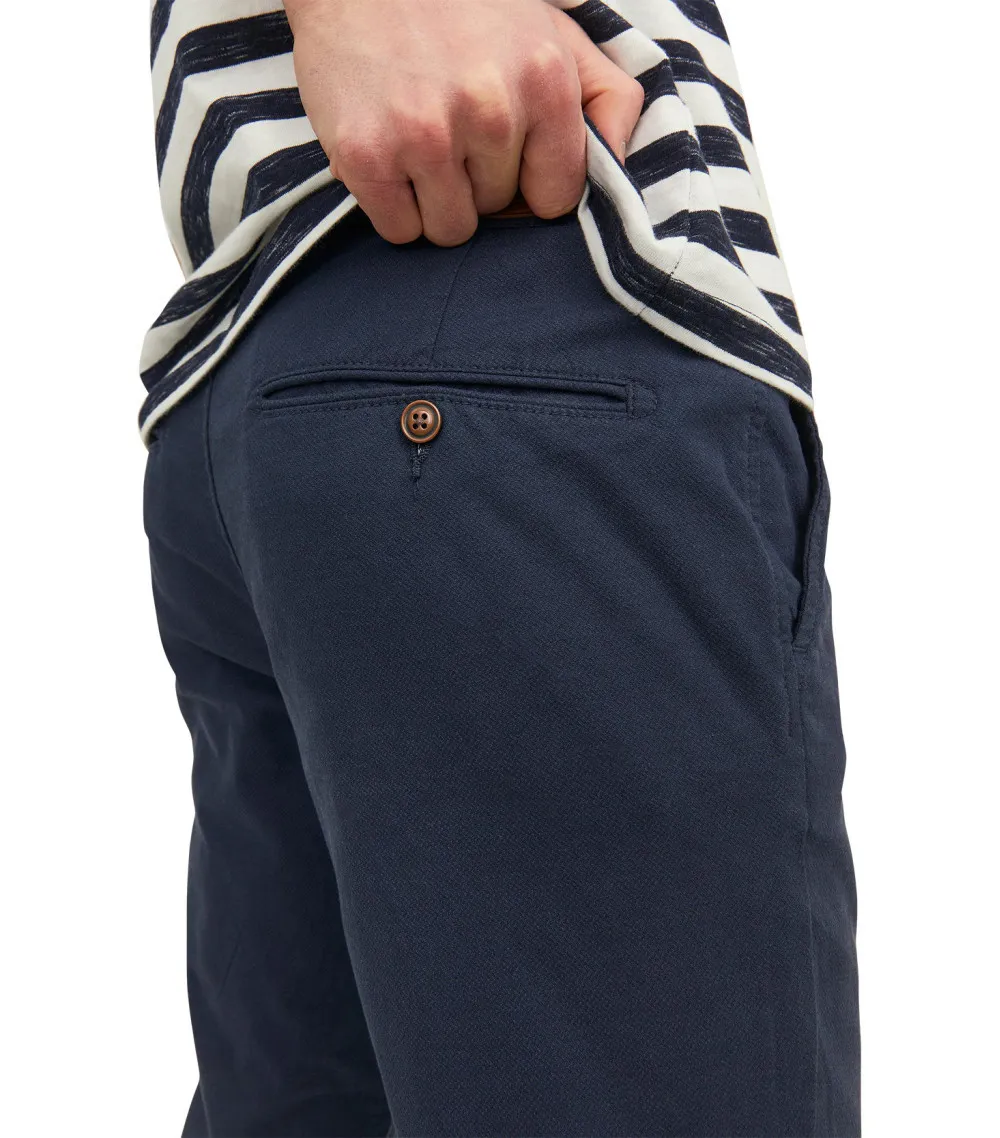 Pantalon chino avec une coupe slim Premium Marco en coton mélangé bleu marine