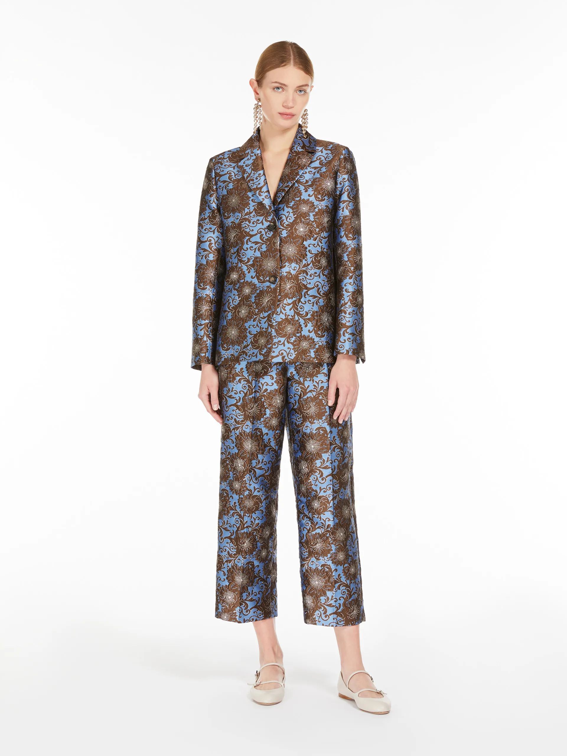 Pantalon en soie jacquard