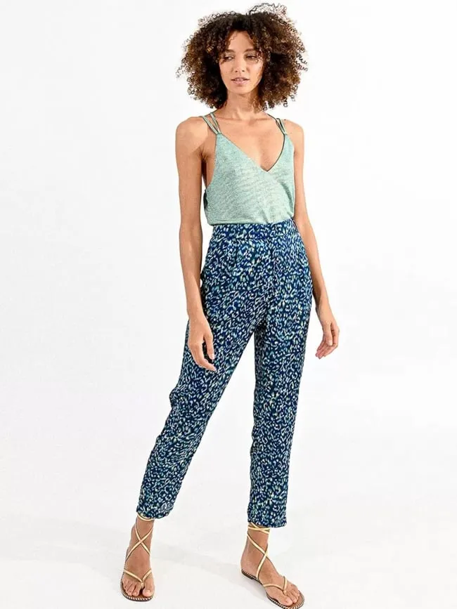 Pantalon fluide woven bleu femme - Molly Bracken | wimod