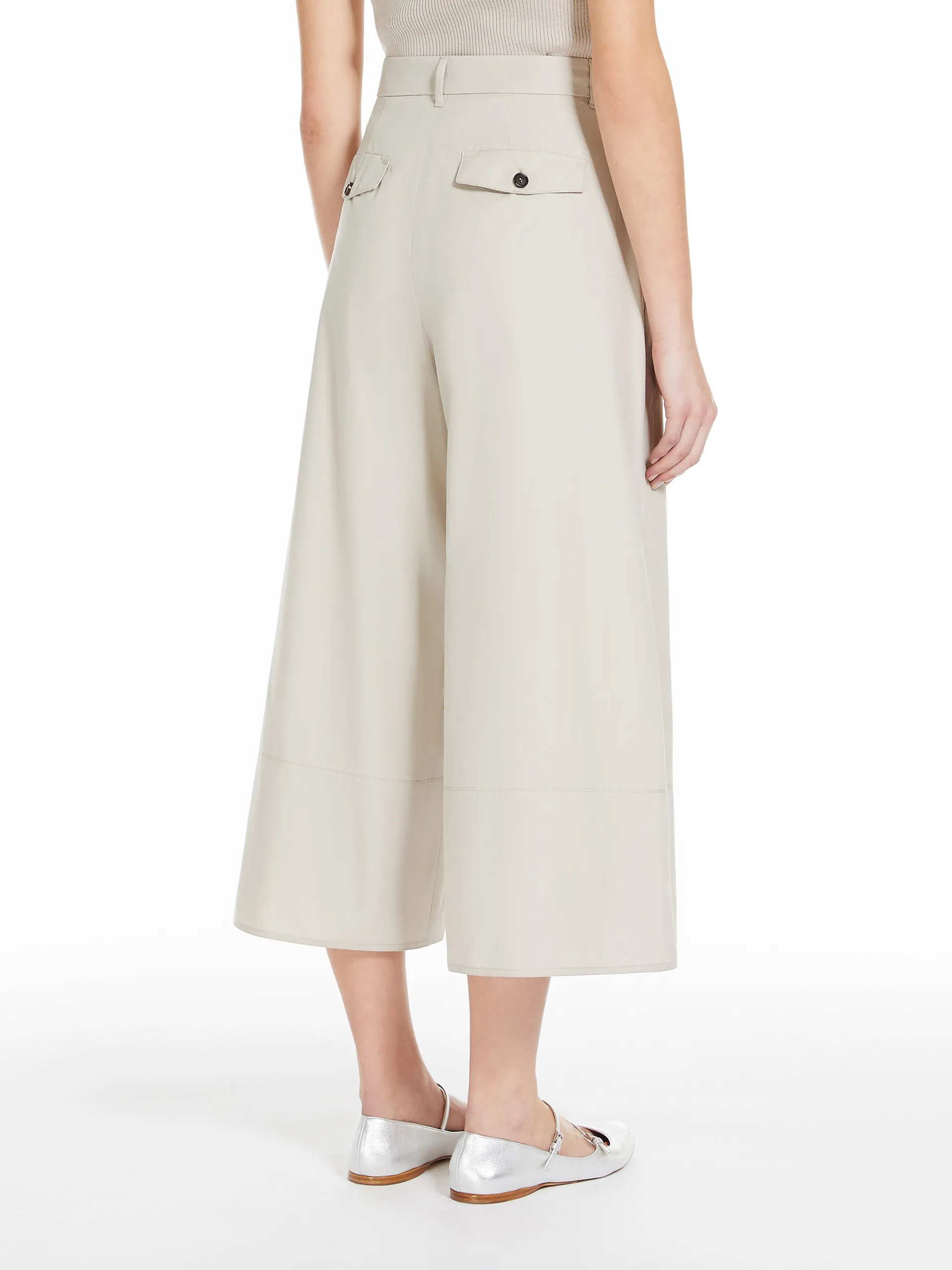 Pantalon jambe large en popeline