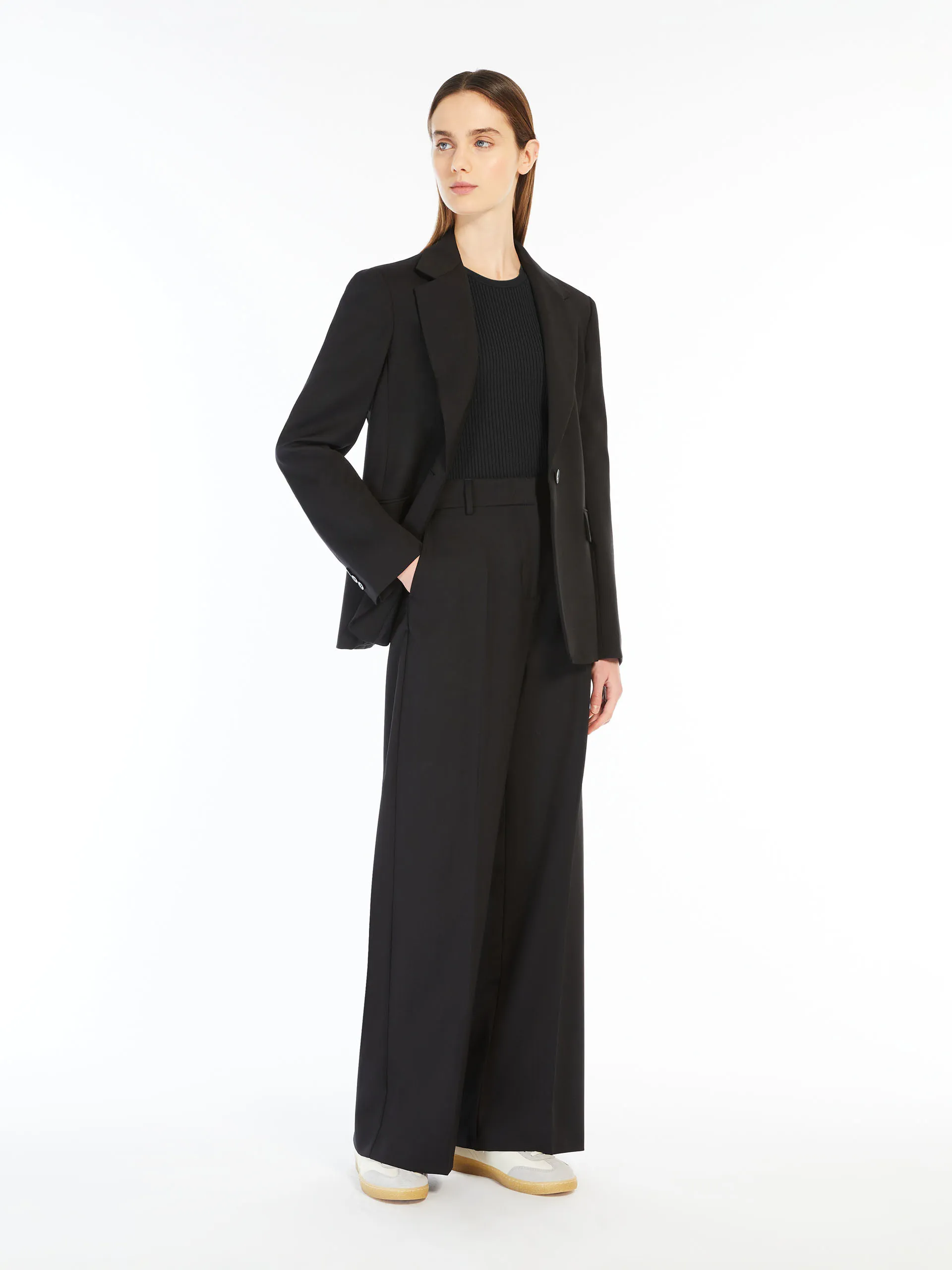 Pantalon palazzo en toile de laine