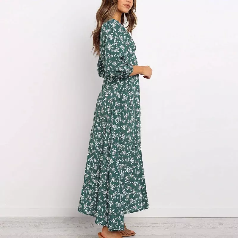 Robe Longue Chemisier Fleurie 2 TEHE Coloris
