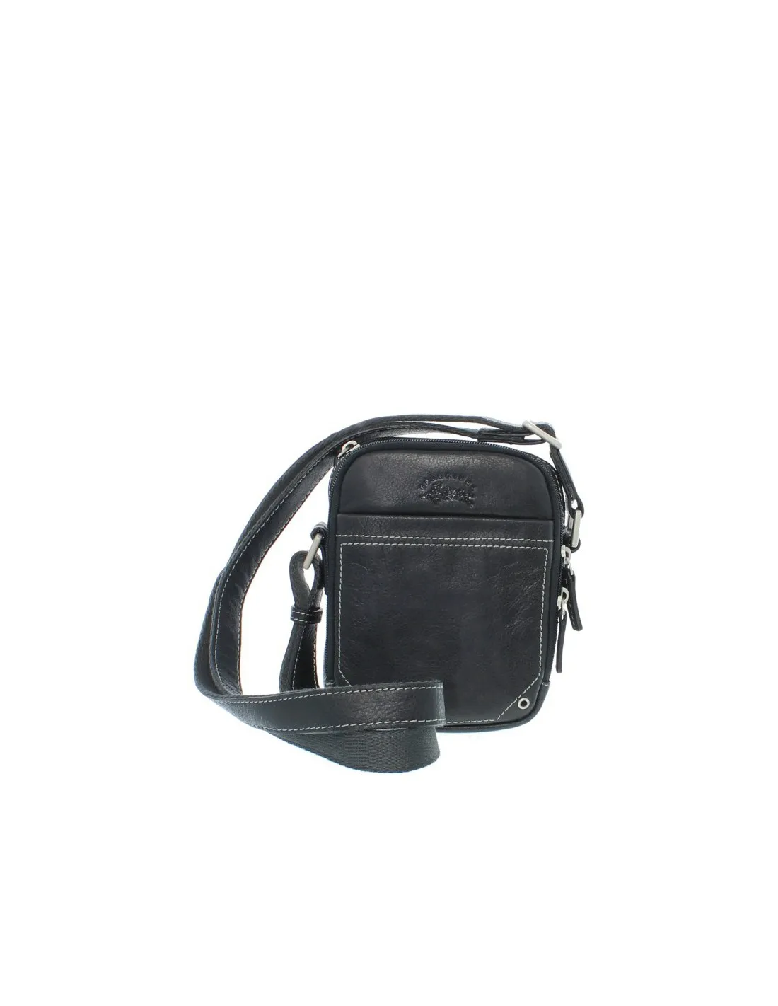 Sacoche bandoulière Francinel en cuir ref 33340 noir 20*15*7 cm