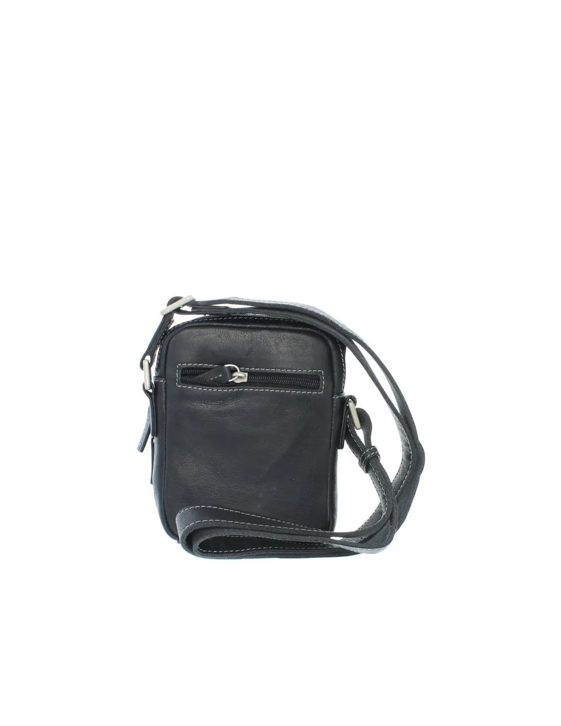 Sacoche bandoulière Francinel en cuir ref 33340 noir 20*15*7 cm