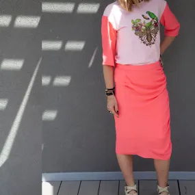 Skirt LPRSK2151MO - Pink- knee length
