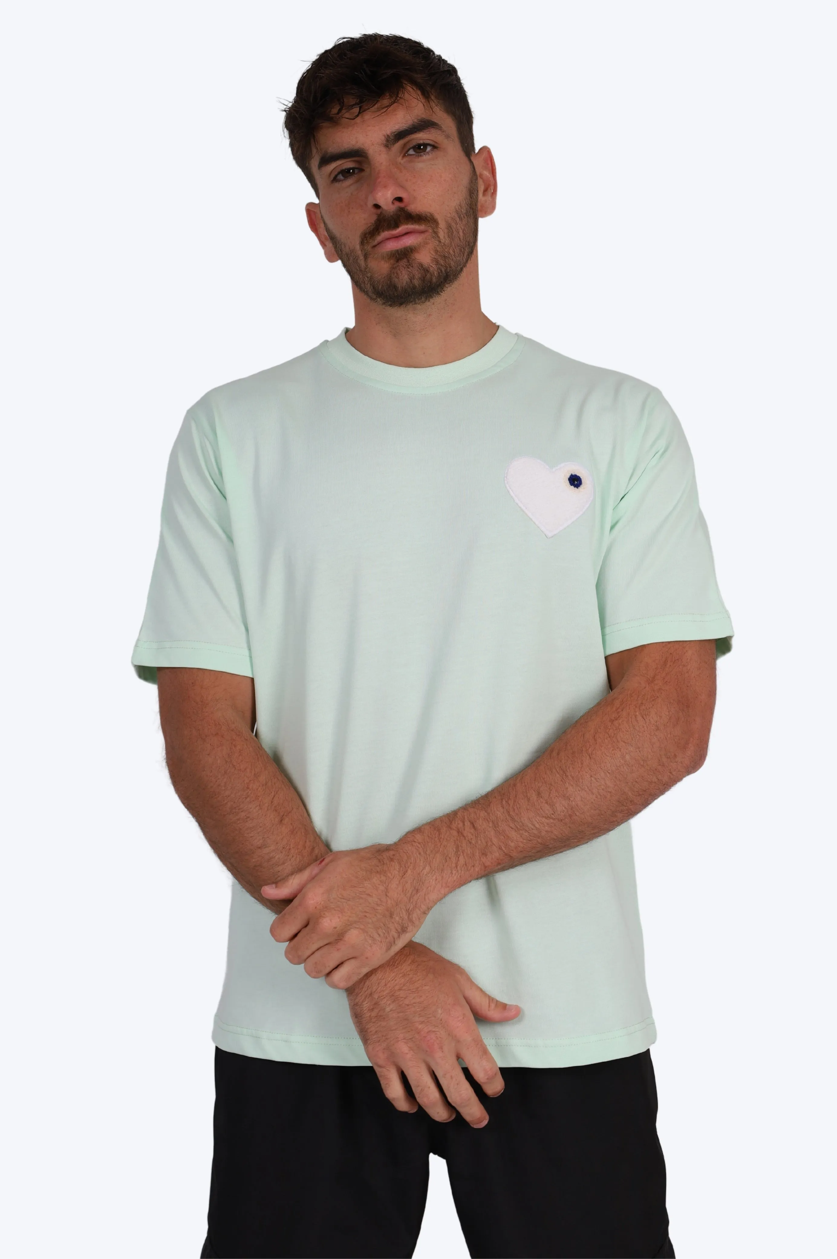 T-SHIRT TURQUOISE - CUR  BLANC