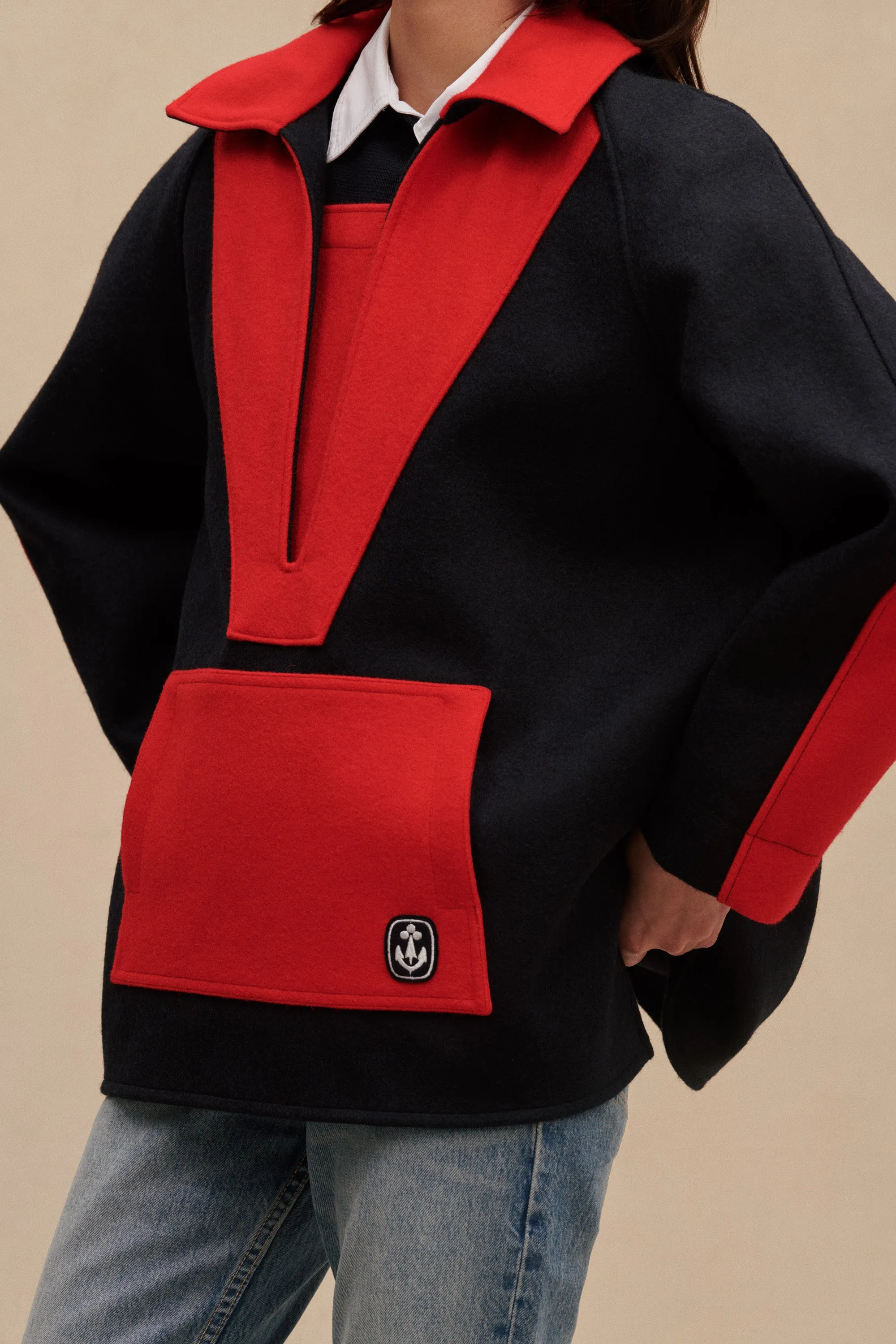 Vareuse marine et rouge pour femme