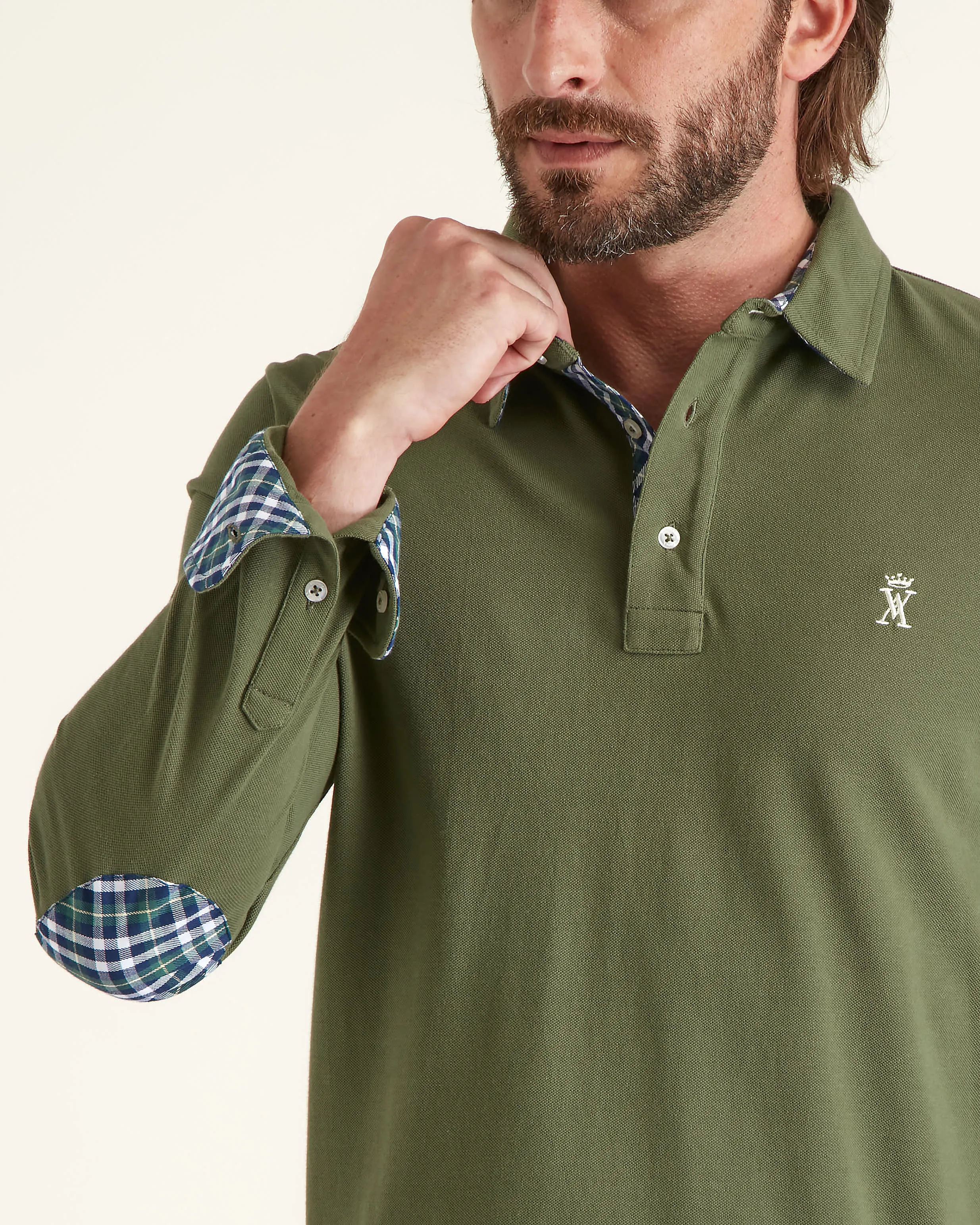 Vicomte A. Polo à Coudières Homme 100% Coton Vert de Gris