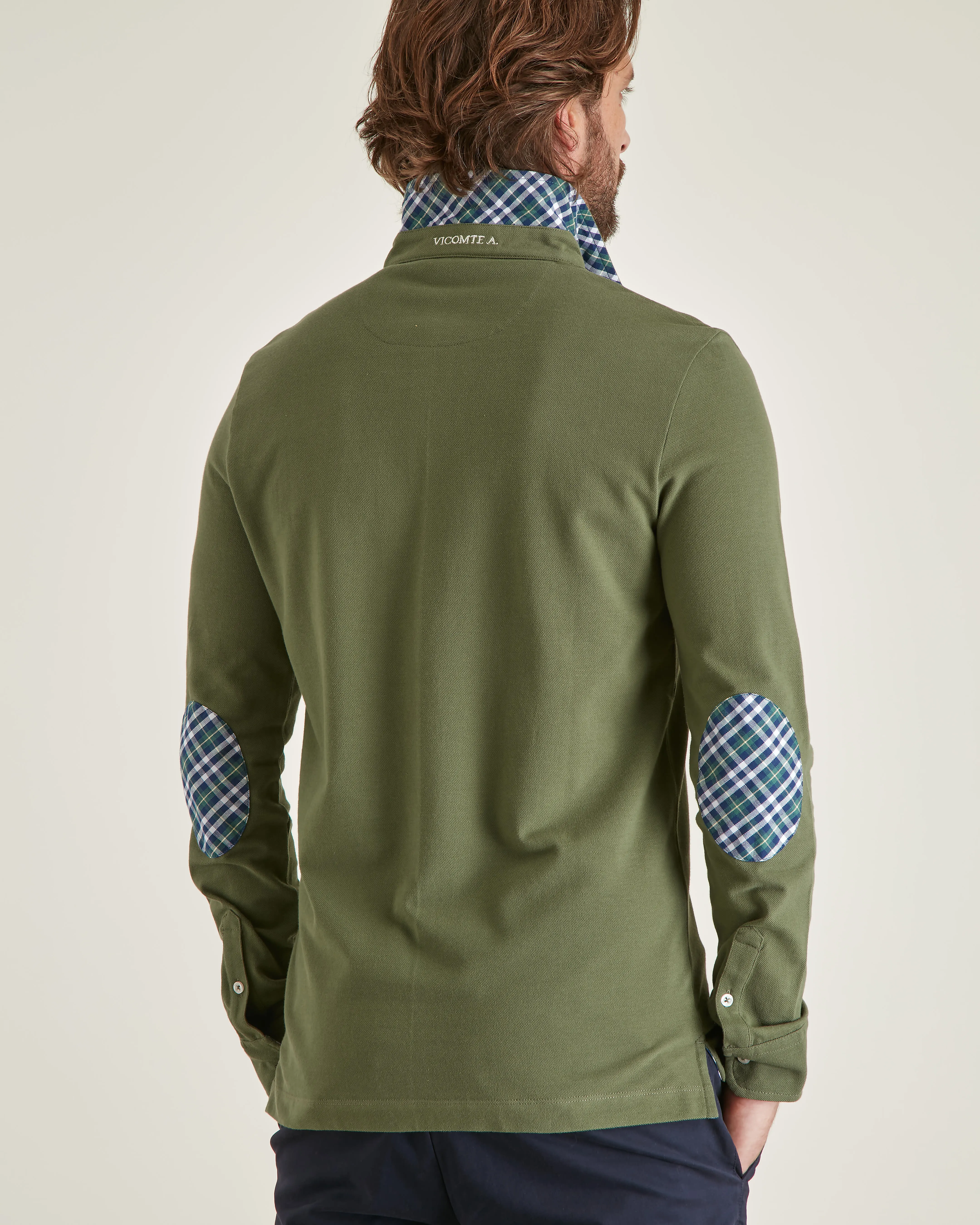 Vicomte A. Polo à Coudières Homme 100% Coton Vert de Gris